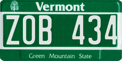 VT license plate ZOB434