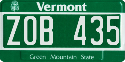 VT license plate ZOB435