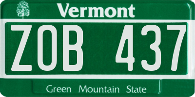 VT license plate ZOB437