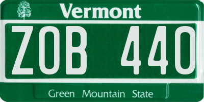 VT license plate ZOB440