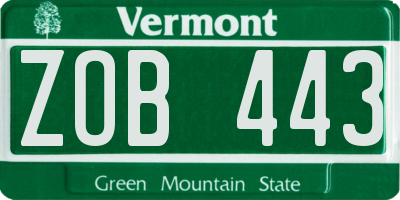 VT license plate ZOB443