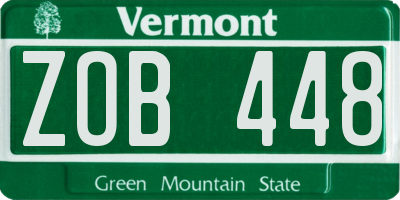 VT license plate ZOB448