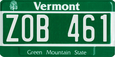 VT license plate ZOB461