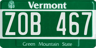 VT license plate ZOB467