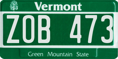 VT license plate ZOB473