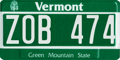 VT license plate ZOB474