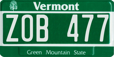 VT license plate ZOB477