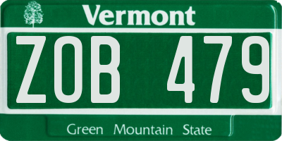 VT license plate ZOB479