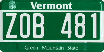 VT license plate ZOB481