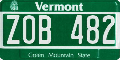 VT license plate ZOB482