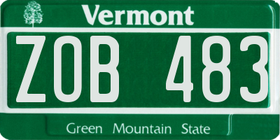 VT license plate ZOB483