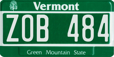 VT license plate ZOB484