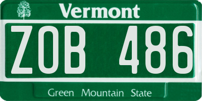 VT license plate ZOB486