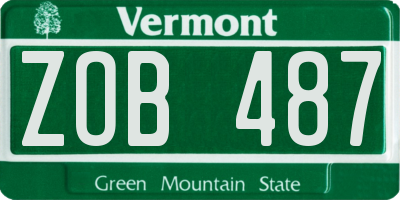 VT license plate ZOB487