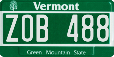 VT license plate ZOB488