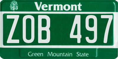 VT license plate ZOB497