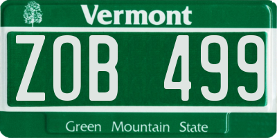 VT license plate ZOB499