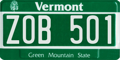 VT license plate ZOB501