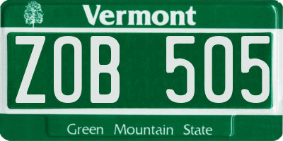 VT license plate ZOB505