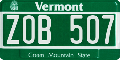 VT license plate ZOB507