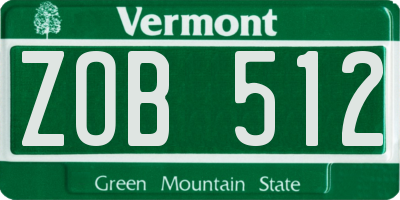 VT license plate ZOB512