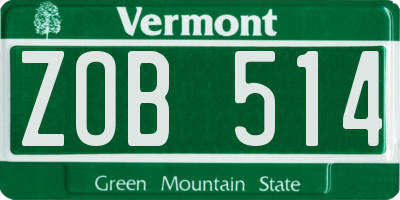 VT license plate ZOB514