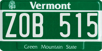 VT license plate ZOB515