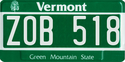 VT license plate ZOB518