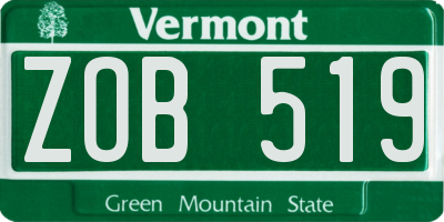 VT license plate ZOB519