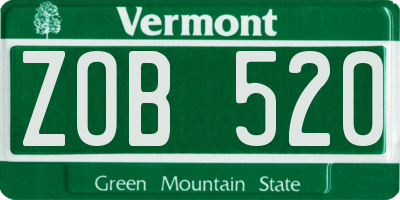 VT license plate ZOB520