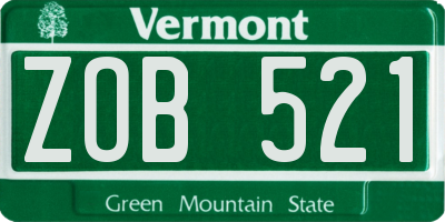 VT license plate ZOB521