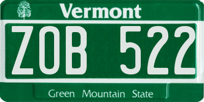 VT license plate ZOB522