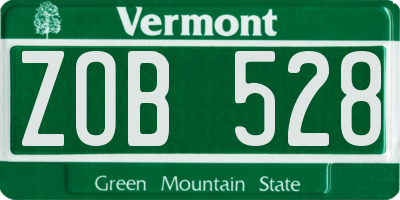 VT license plate ZOB528