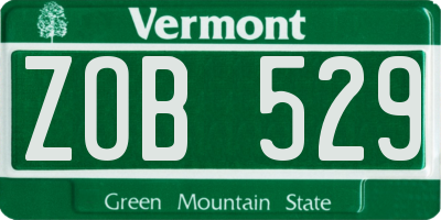 VT license plate ZOB529