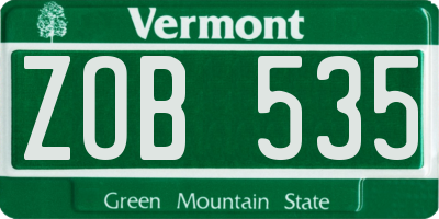 VT license plate ZOB535
