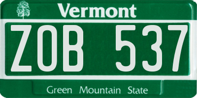VT license plate ZOB537