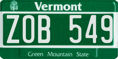 VT license plate ZOB549