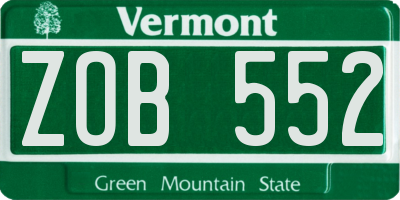 VT license plate ZOB552