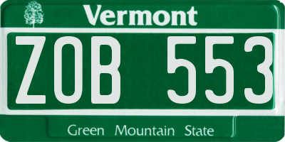 VT license plate ZOB553
