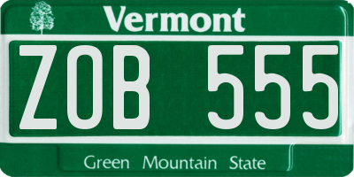 VT license plate ZOB555