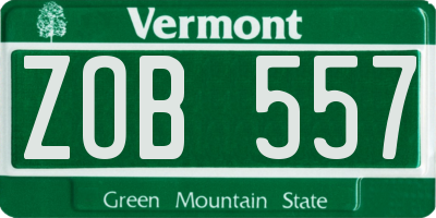 VT license plate ZOB557