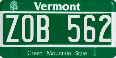 VT license plate ZOB562