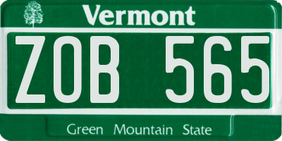 VT license plate ZOB565