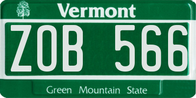 VT license plate ZOB566