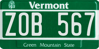 VT license plate ZOB567