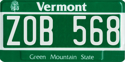 VT license plate ZOB568