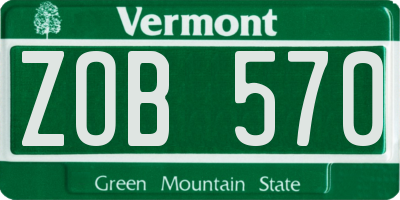 VT license plate ZOB570