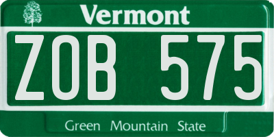 VT license plate ZOB575