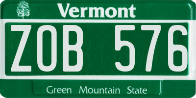 VT license plate ZOB576