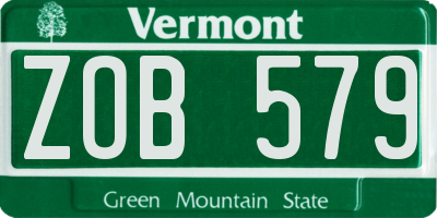 VT license plate ZOB579